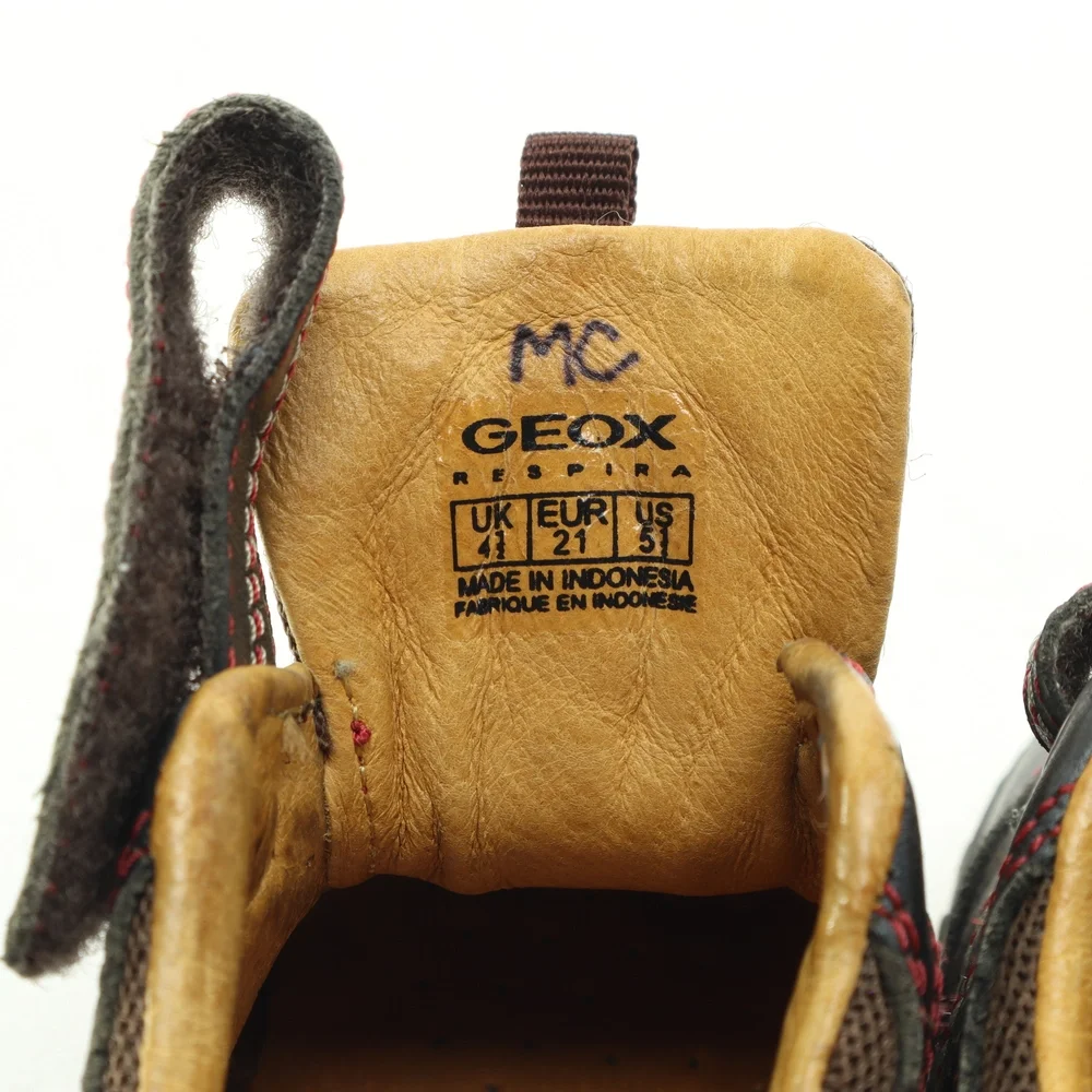 Geox Kids All Leather Sneaker Hook & Loop Baby & Walker Size US5.5 EUR21 Brown - Picture 3 of 16